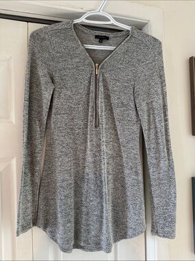 Dynamite Heather Gray Long-Sleeve Half-Zip Top